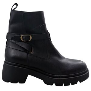 Steve Madden Size 8 Coletta Black Leather Bootie Lug‎ Sole Women NWOT